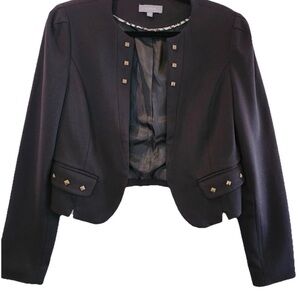 Cass Studded Cropped Blazer Black Knit Jacket Shoulder Pad Punk Rock Women S NEW